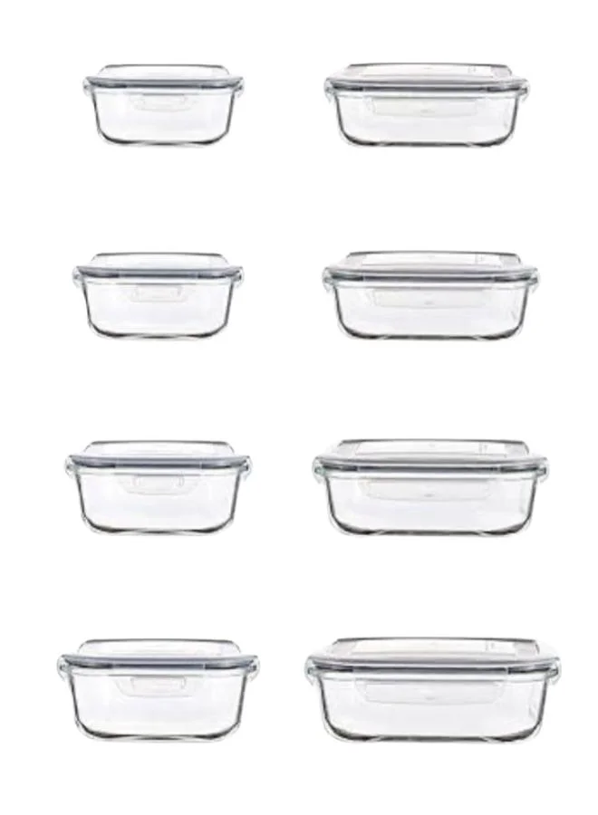 Casa Quesera  8-Pack Glass Food Storage Containers with Airtight Grey Lids – Leak-Proof, Stackable Meal Prep Boxes for Oven, Microwave & Freezer  | Best Price UAE